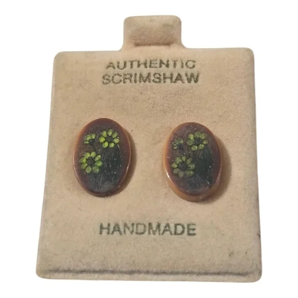 Source Unknown Green Floral Earrings - Picture 1 of 4